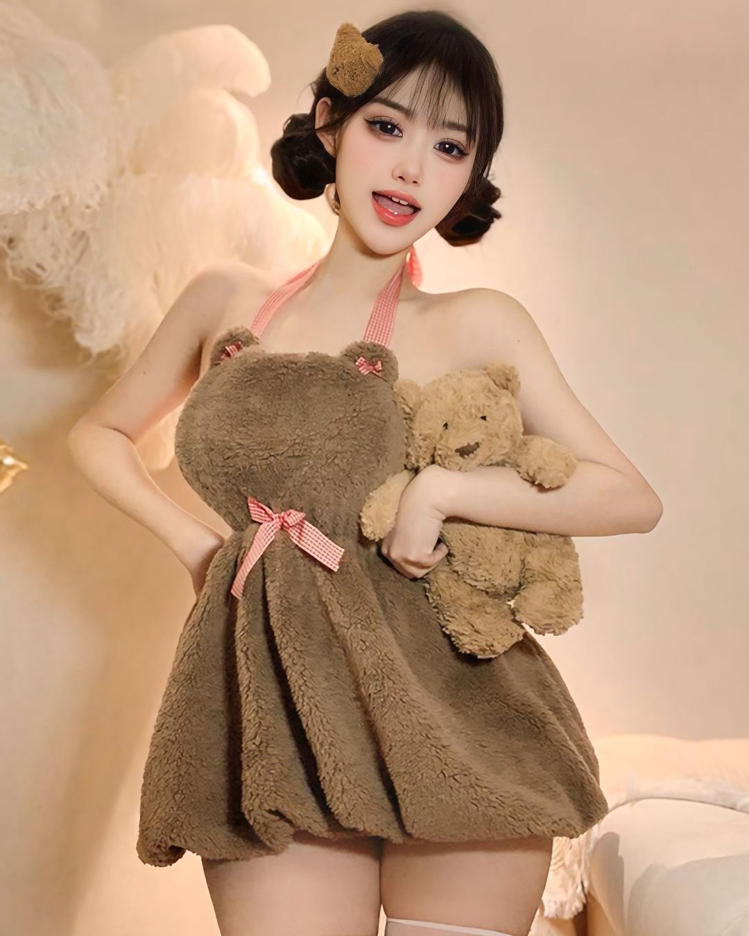 ชุดคอสเพลย์น้องหมีขนปุย งานผูกหลังกระโปรงจั๊ม-1