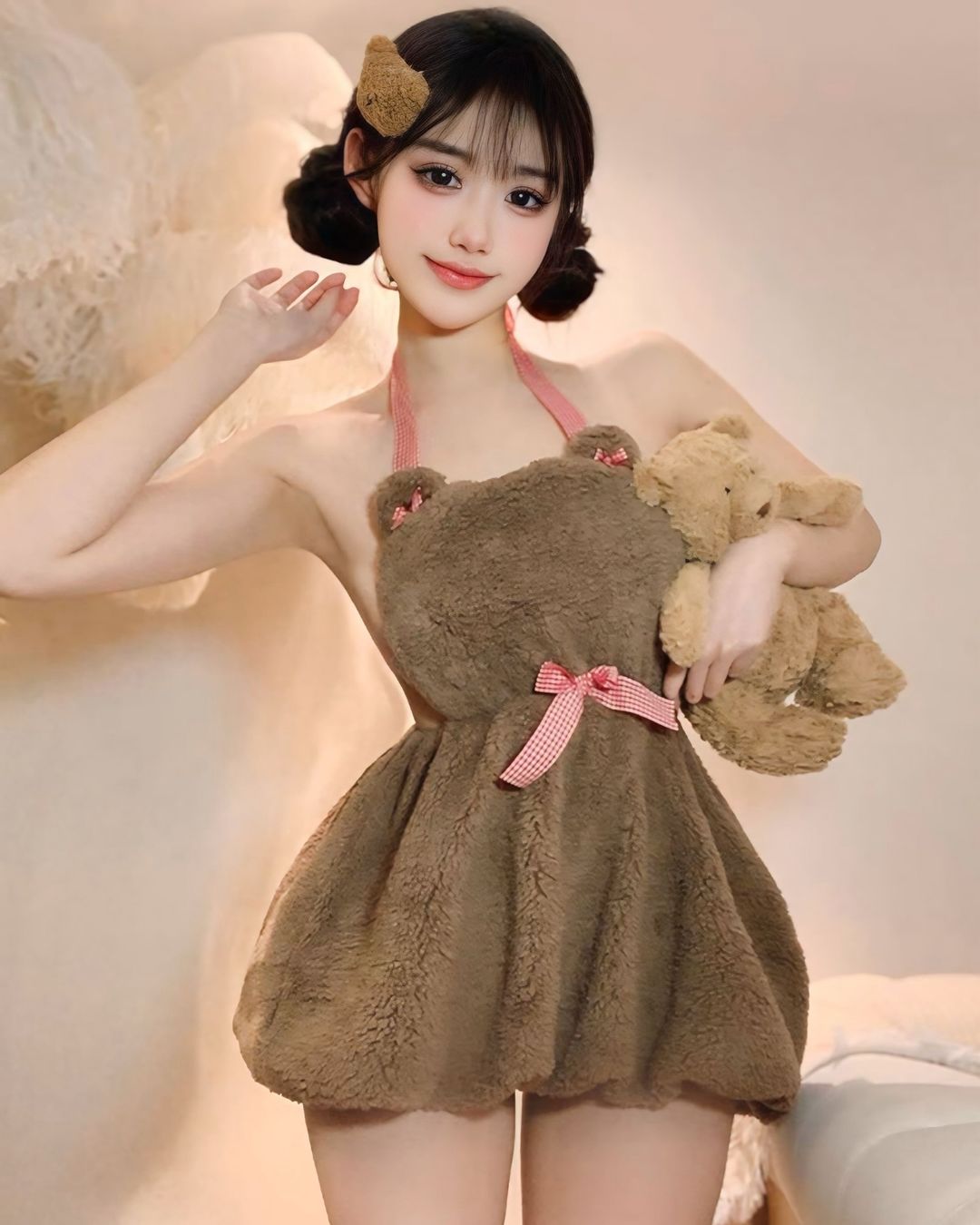 ชุดคอสเพลย์น้องหมีขนปุย งานผูกหลังกระโปรงจั๊ม-2