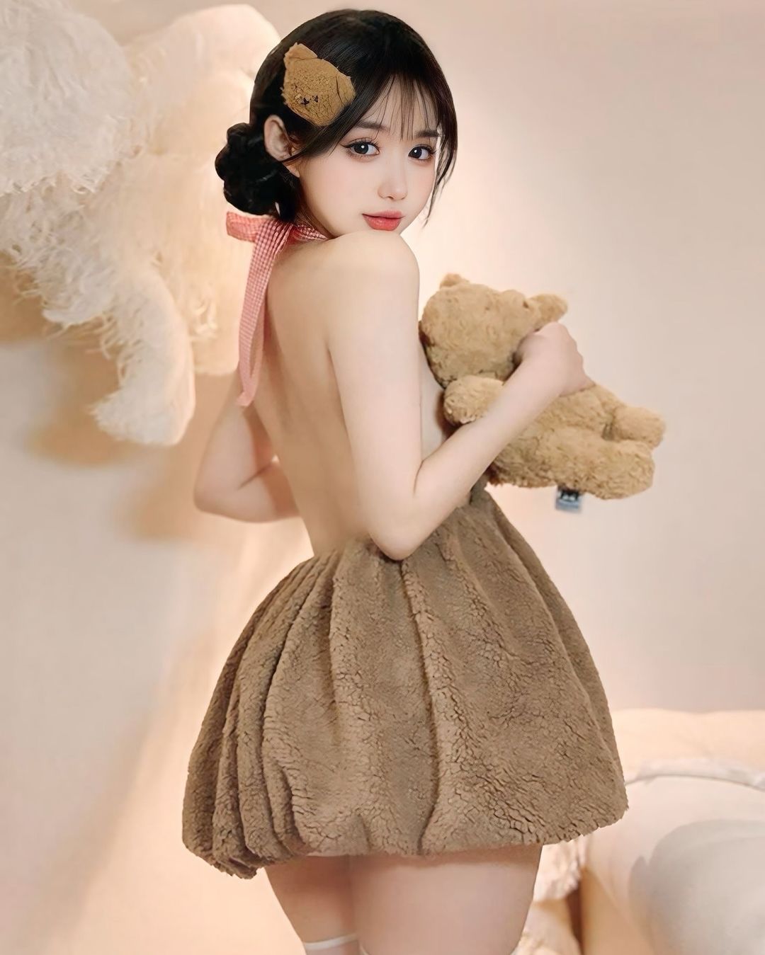 ชุดคอสเพลย์น้องหมีขนปุย งานผูกหลังกระโปรงจั๊ม-3