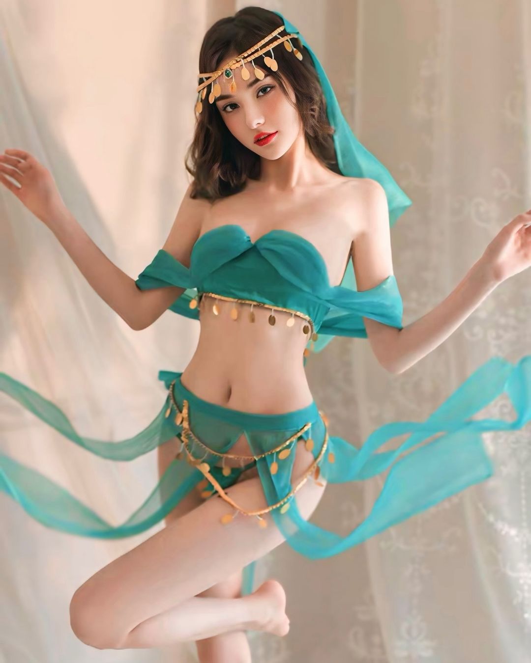 ชุดคอสเพลย์เจ้าหญิงจัสมิน มีคาดผมเข้าชุด-1