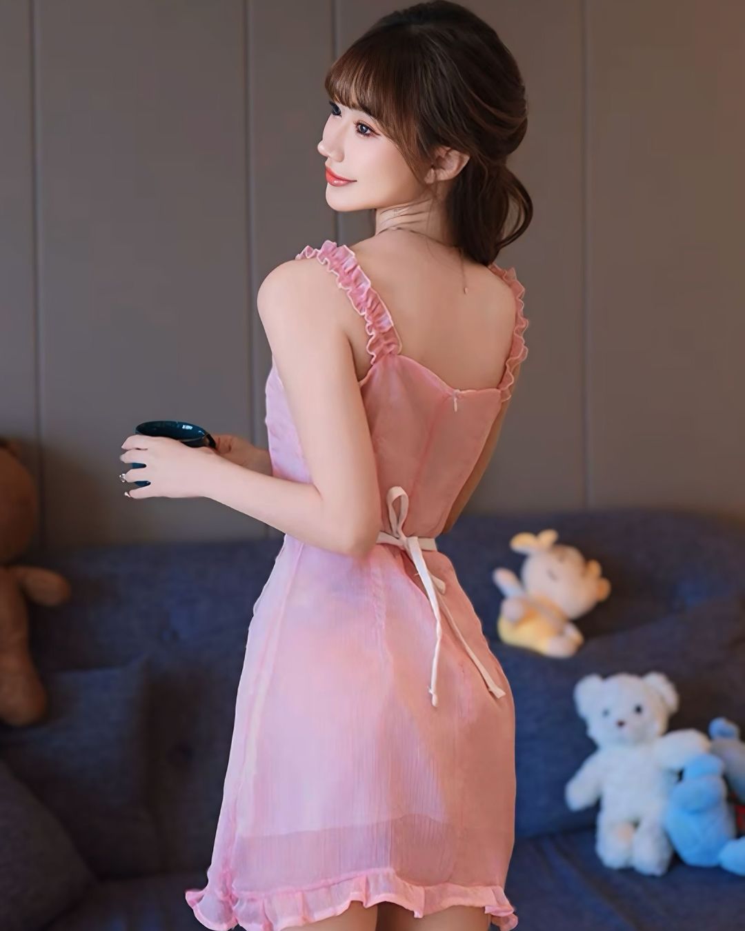 ชุดเมดแม่บ้านสีชมพูหวานๆ สุดเซ็กซี่-1
