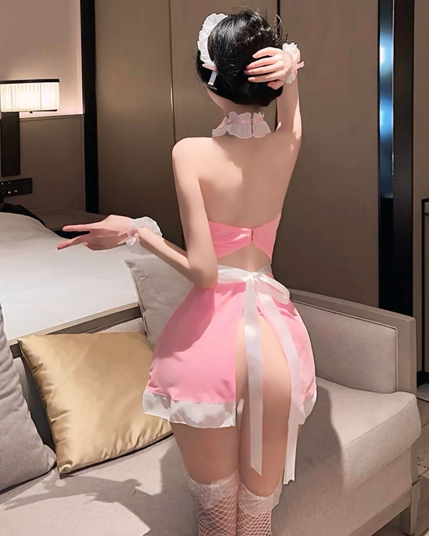 ชุดแม่บ้านคอสเพลย์สีชมพู สุดเร่าร้อน-1