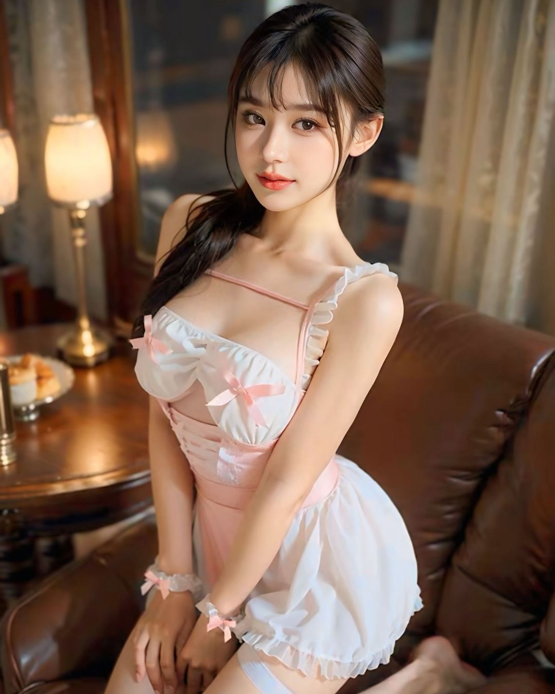 ชุดเมดสาวญี่ปุ่นสุดคิ้วท์ พร้อมปลอกข้อมือ-3