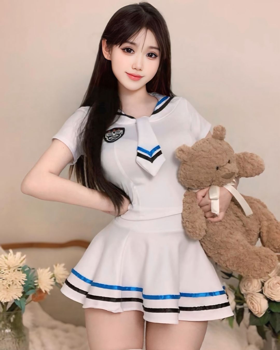 ชุดคอสเพลย์นักเรียนญี่ปุ่นสีขาว คอปกงานพรีเมี่ยม-2