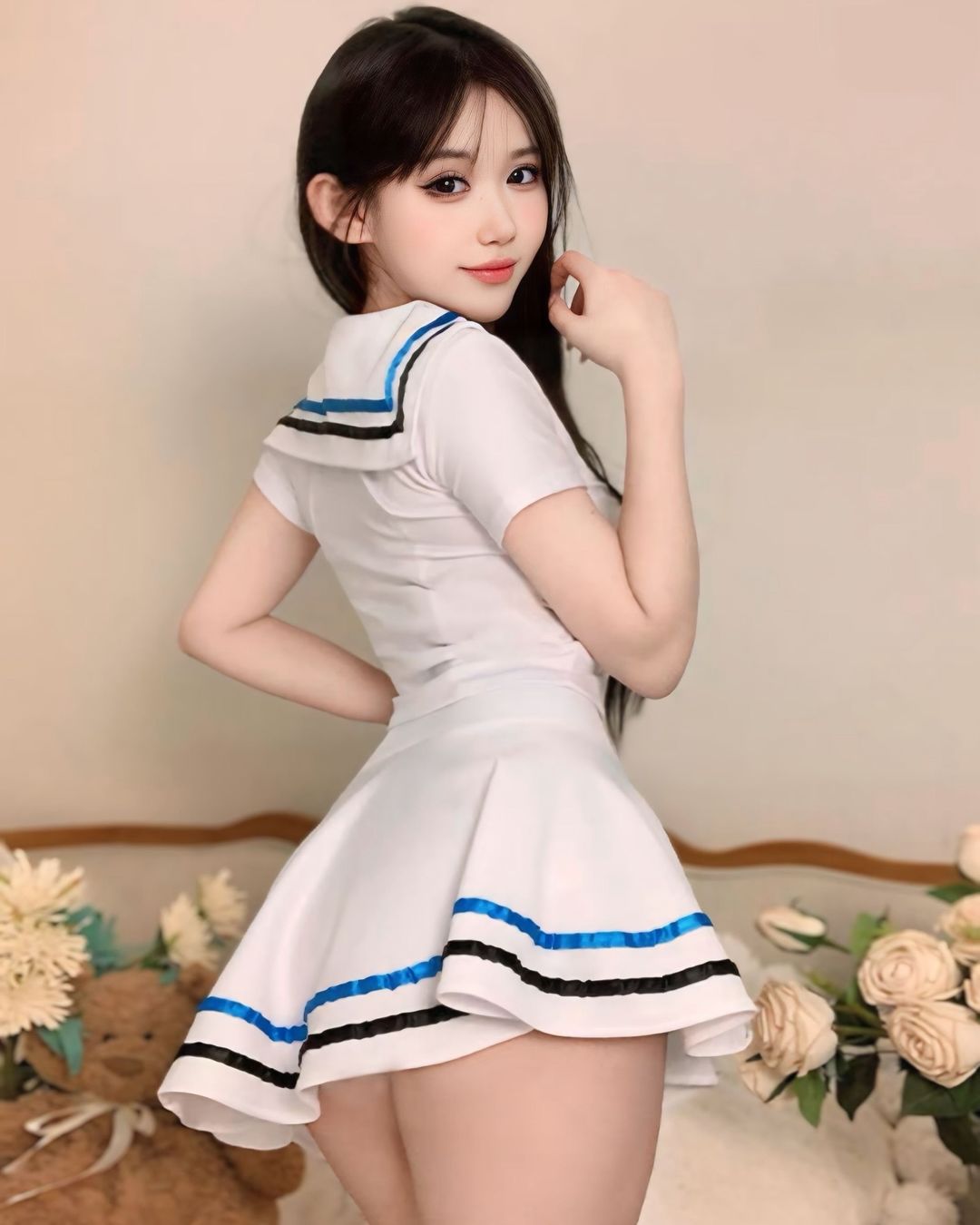 ชุดคอสเพลย์นักเรียนญี่ปุ่นสีขาว คอปกงานพรีเมี่ยม-3