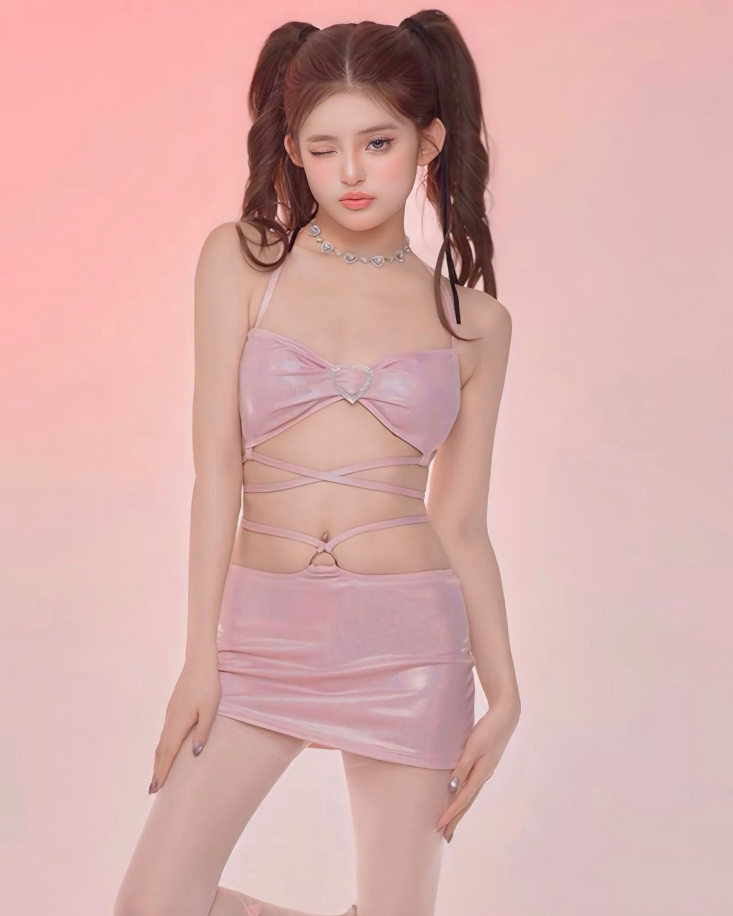 ชุดเดรสปาร์ตี้แต่งกลิตเตอร์สีชมพูหวาน-2