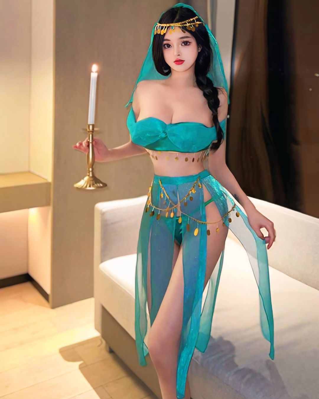 ชุดคอสเพลย์เจ้าหญิงจัสมินสุดหรู พร้อมผ้าคาดผมเข้าชุด-1