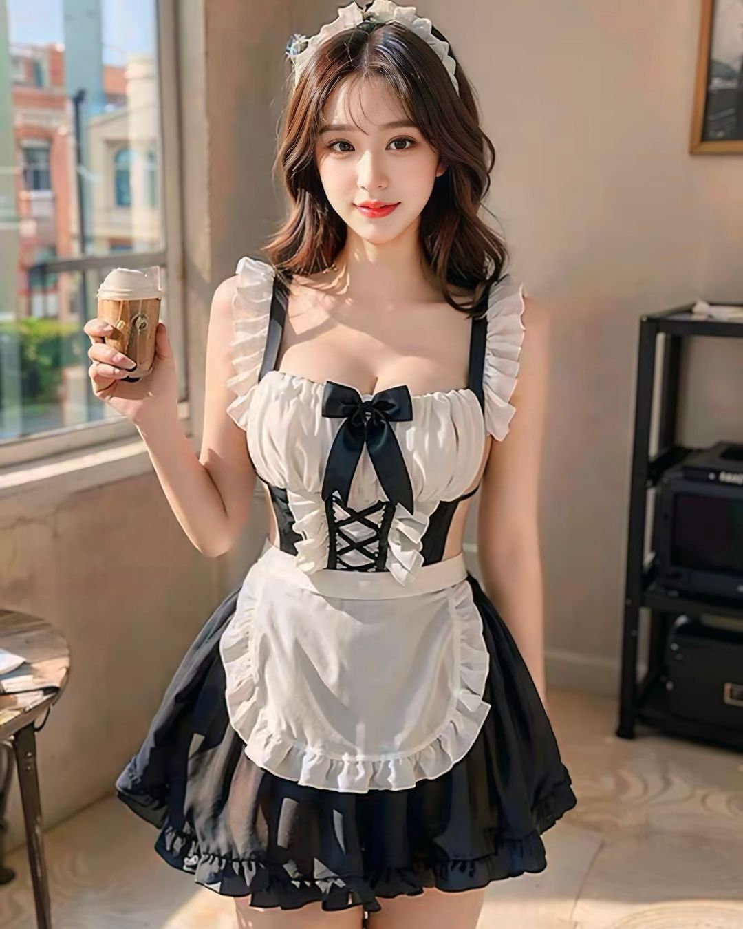 ชุดเมดแม่บ้านน่ารักสุดเซ็กซี่ พร้อมผ้ากันเปื้อนที่คาดผม-2