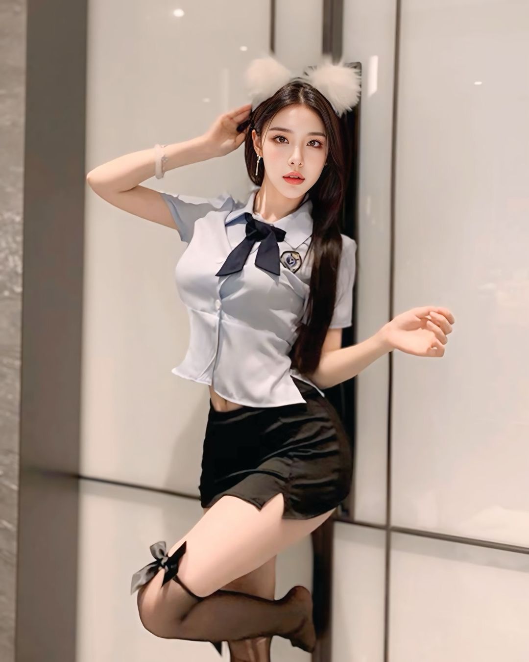 ชุดคอสเพลย์ตำรวจสาวกระโปรงทรงเอ พร้อมเนคไท-3