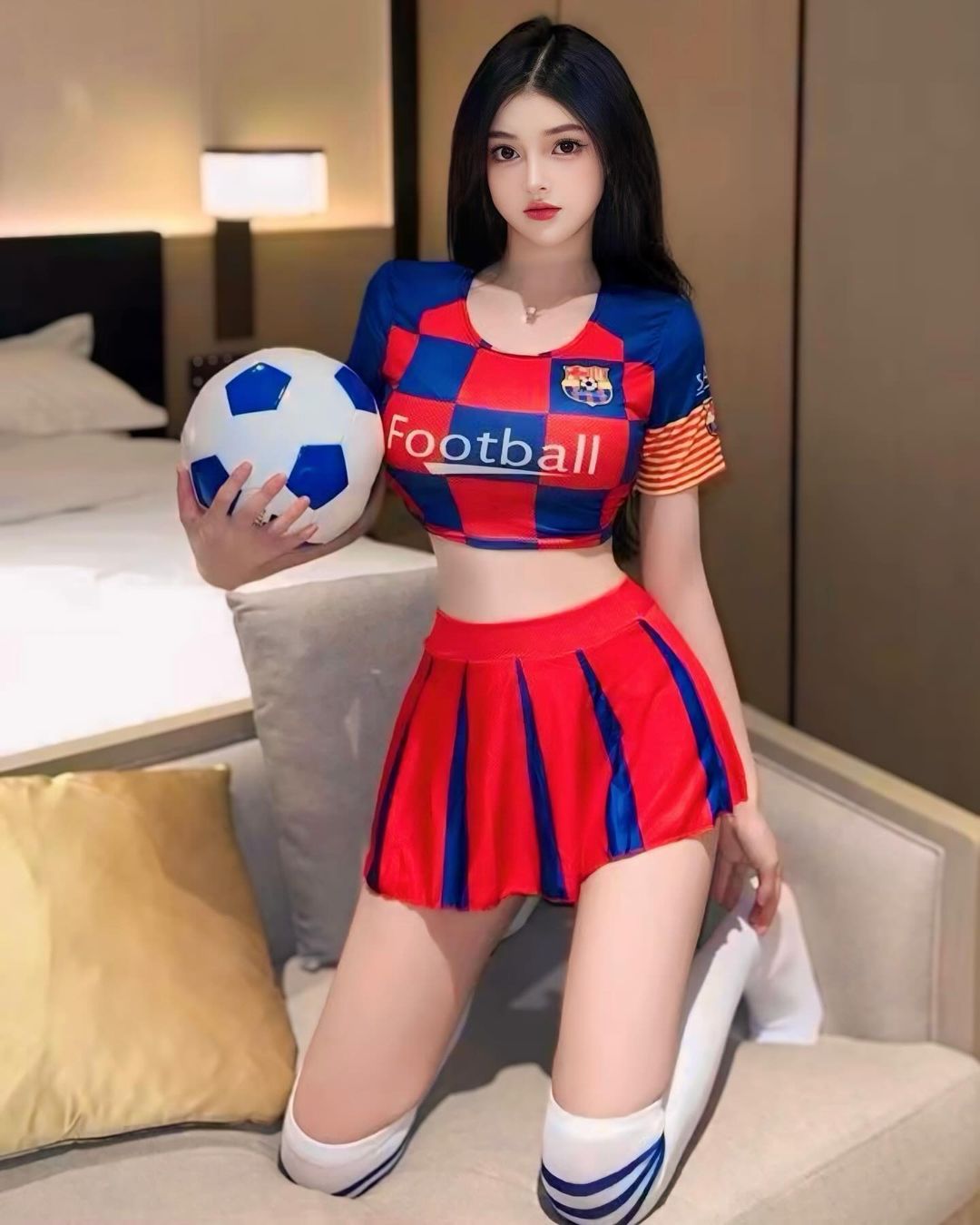 ชุดCosplayฟุตบอล เสื้อเอวลอย-กระโปรงเข้าเซ็ท-3