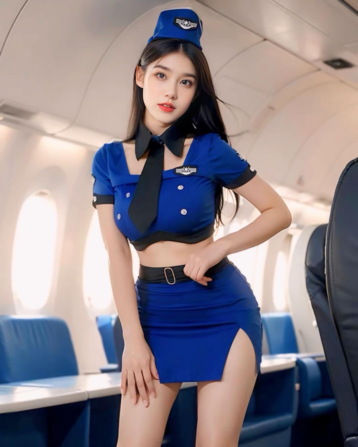 ชุดคอสเพลย์แอร์โฮสเตสงานสายไขว้ อุปกรณ์ครบชุด-2