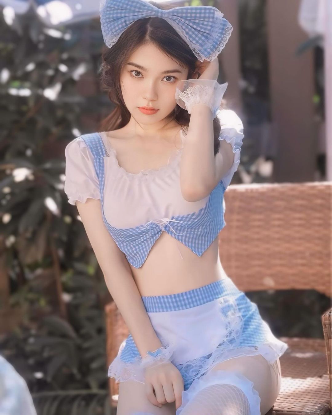 ชุดเมดพร้อมที่คาดผมสไตล์น่ารักสีฟ้าพาสเทล-3