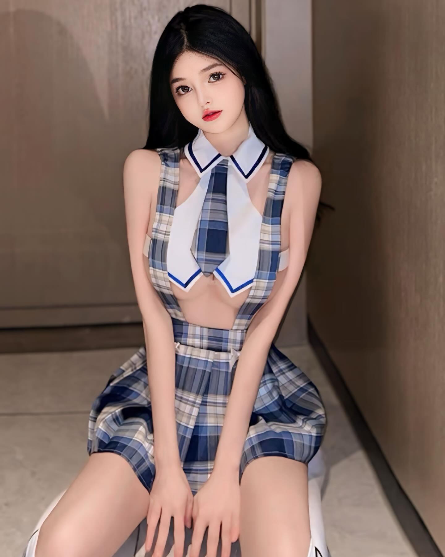 ชุดคอสเพลย์นักเรียนญี่ปุ่นเอี๊ยมลายสก็อตสุดแซ่บ-1