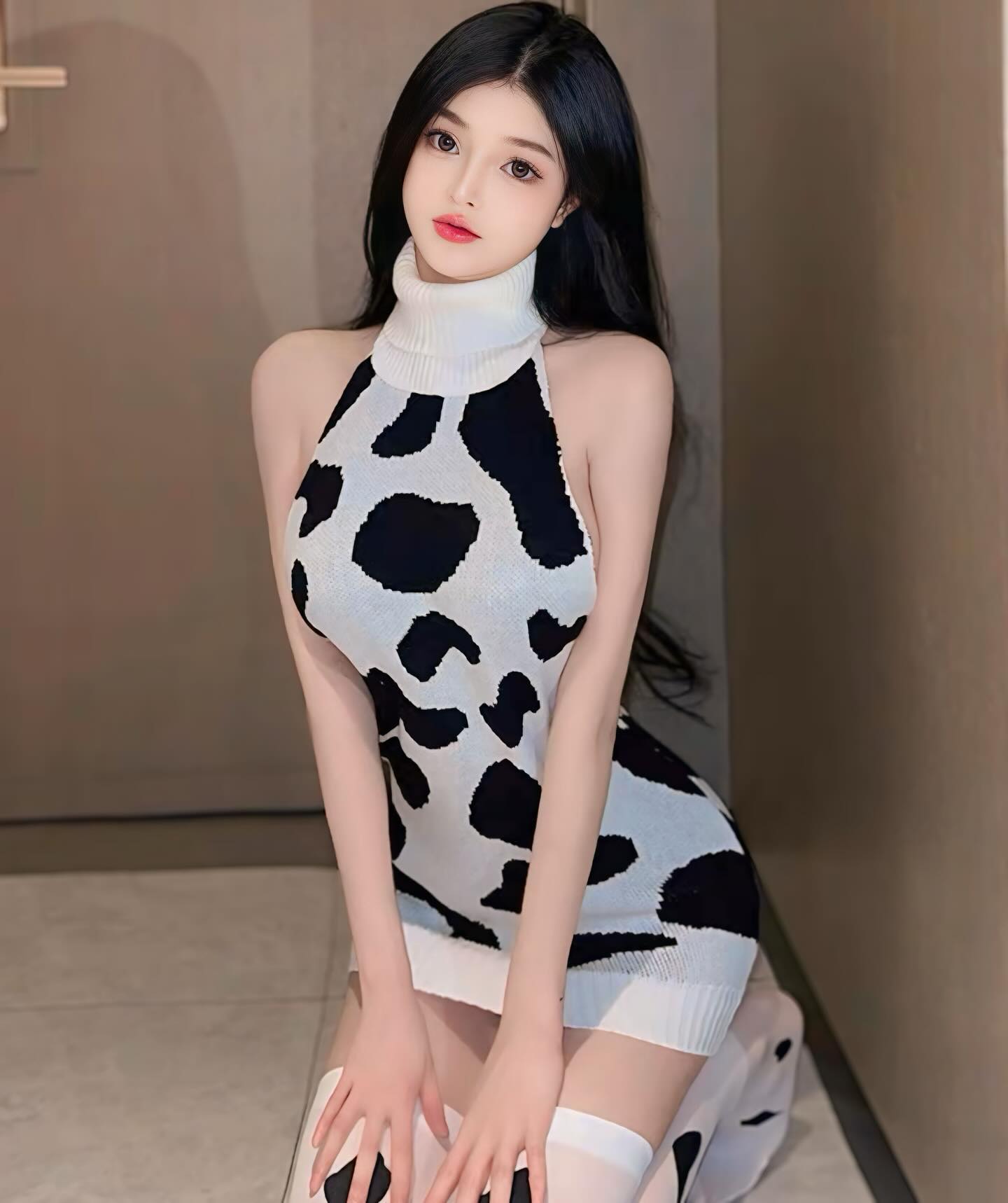 ชุดเดรสน้องวัวสุดแซ่บ เดรสรัดรูปคอเต่าเว้าหลัง-2
