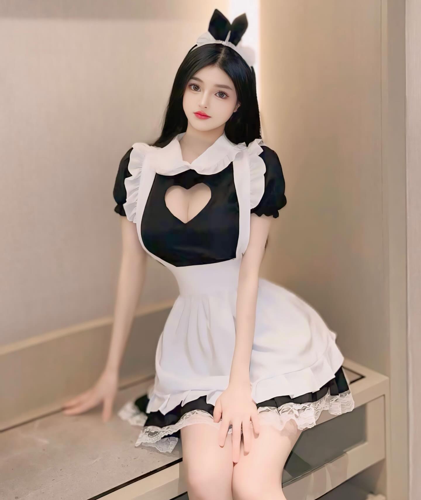 ชุดเมดแม่บ้าน งานเว้าหน้าอกรูปหัวใจ-3