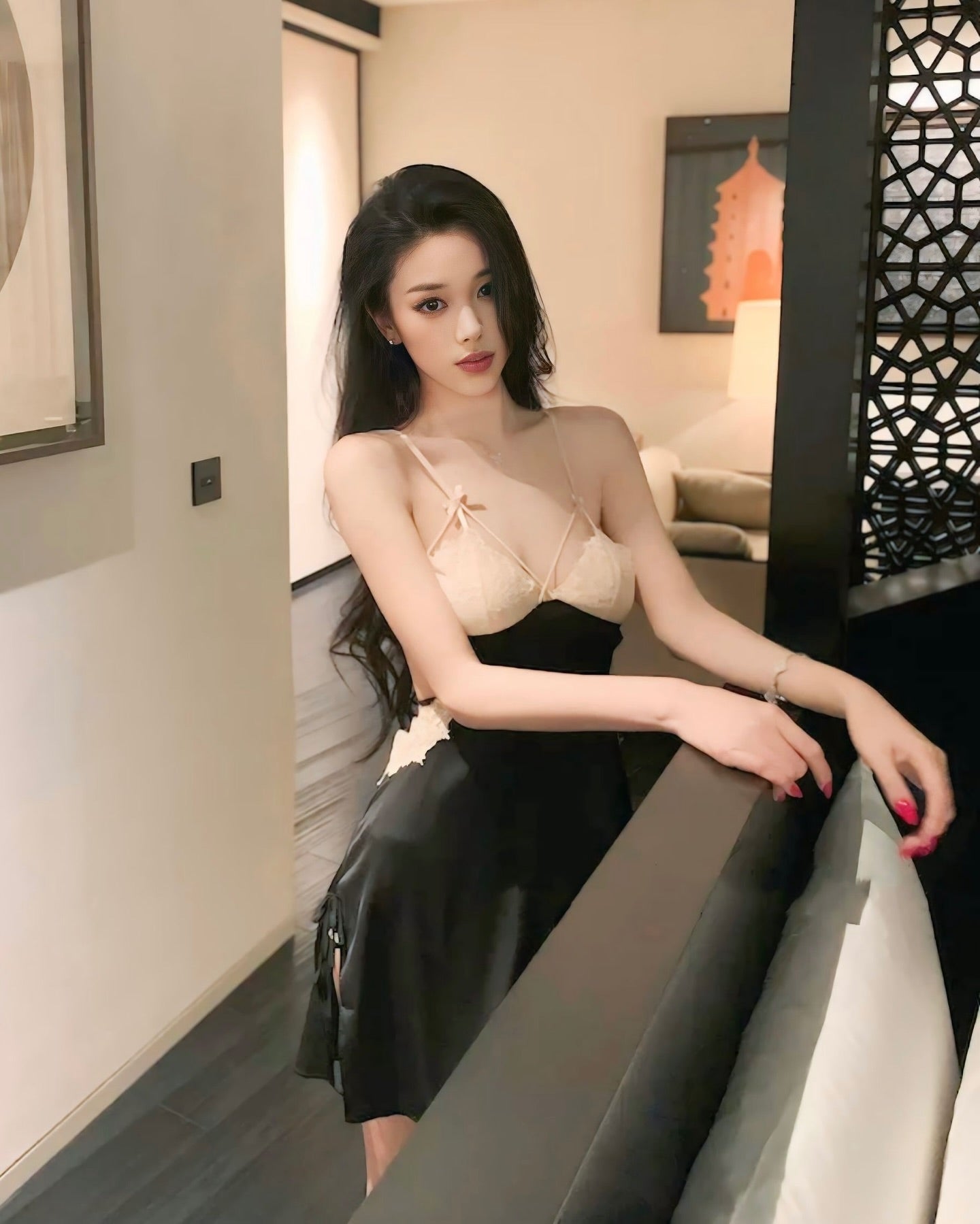 ชุดนอนเดรสกระโปรงผูกหลังผ้าซาติน-3