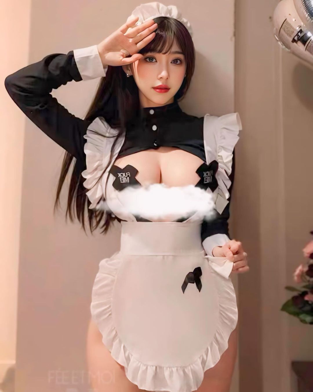 ชุด Cosplay เมดแม่บ้านพร้อมที่คาดผม-1