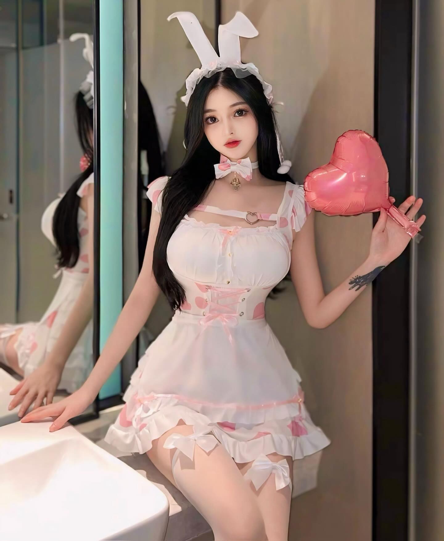 ชุดCosplayเมดกระโปรงแต่งขนมชั้น ลายน้องวัว-3