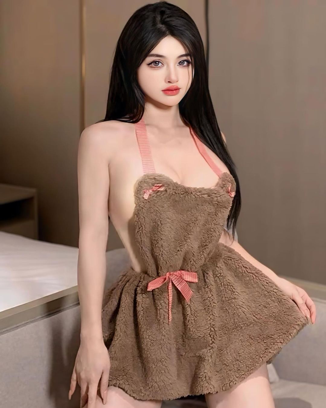 ชุดคอสเพลย์น้องหมีขนปุยนุ่มฟู สายเดี่ยวคล้องคอสุดน่ารัก-3