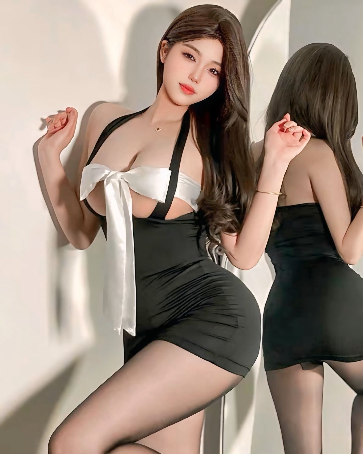 ชุดคอสเพลย์เลขาสาว รัดสะโพกติดโบว์เปิดหลัง-1