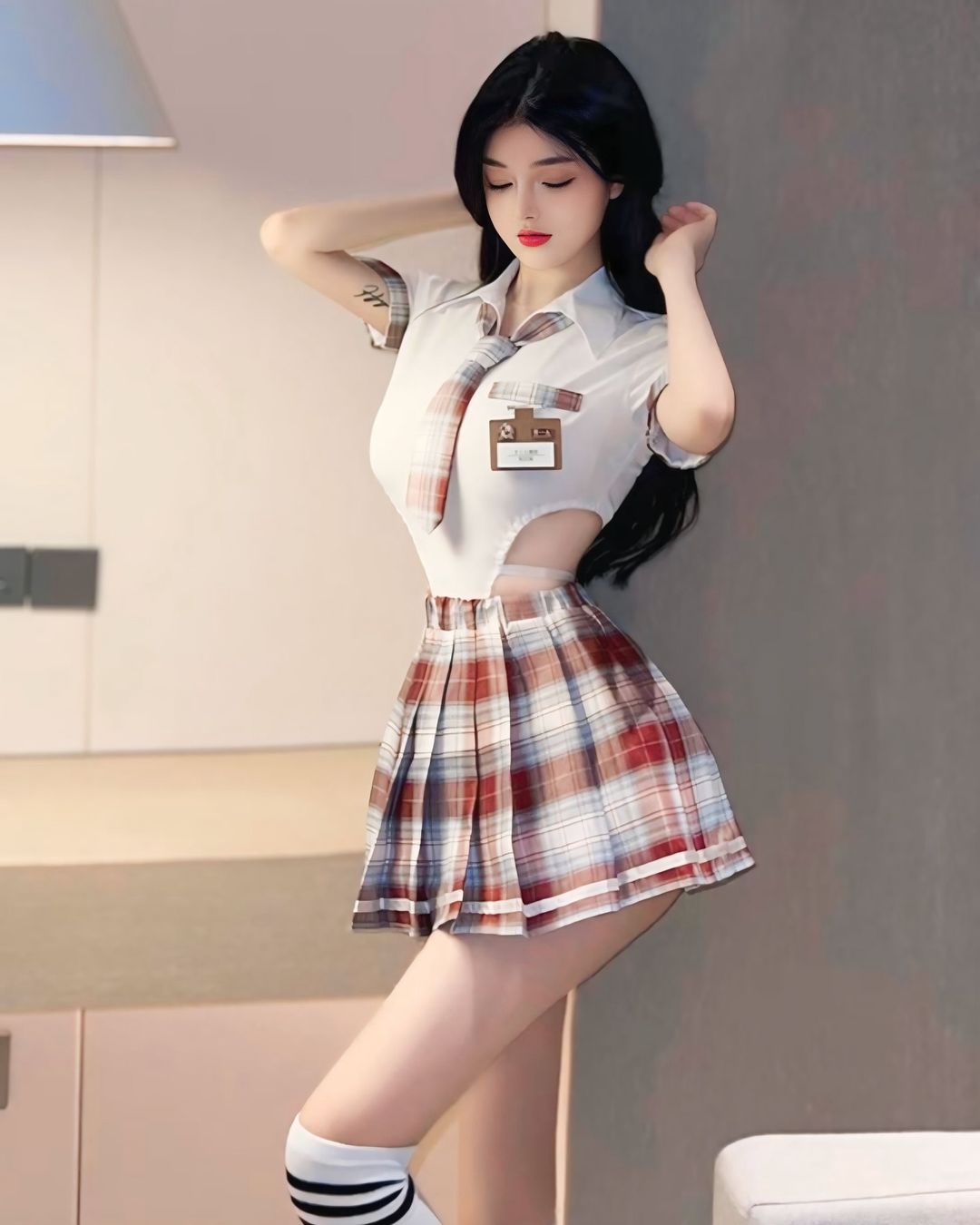 ชุดคอสเพลย์นักเรียนญี่ปุ่นลายสก็อตสุดน่ารัก-2