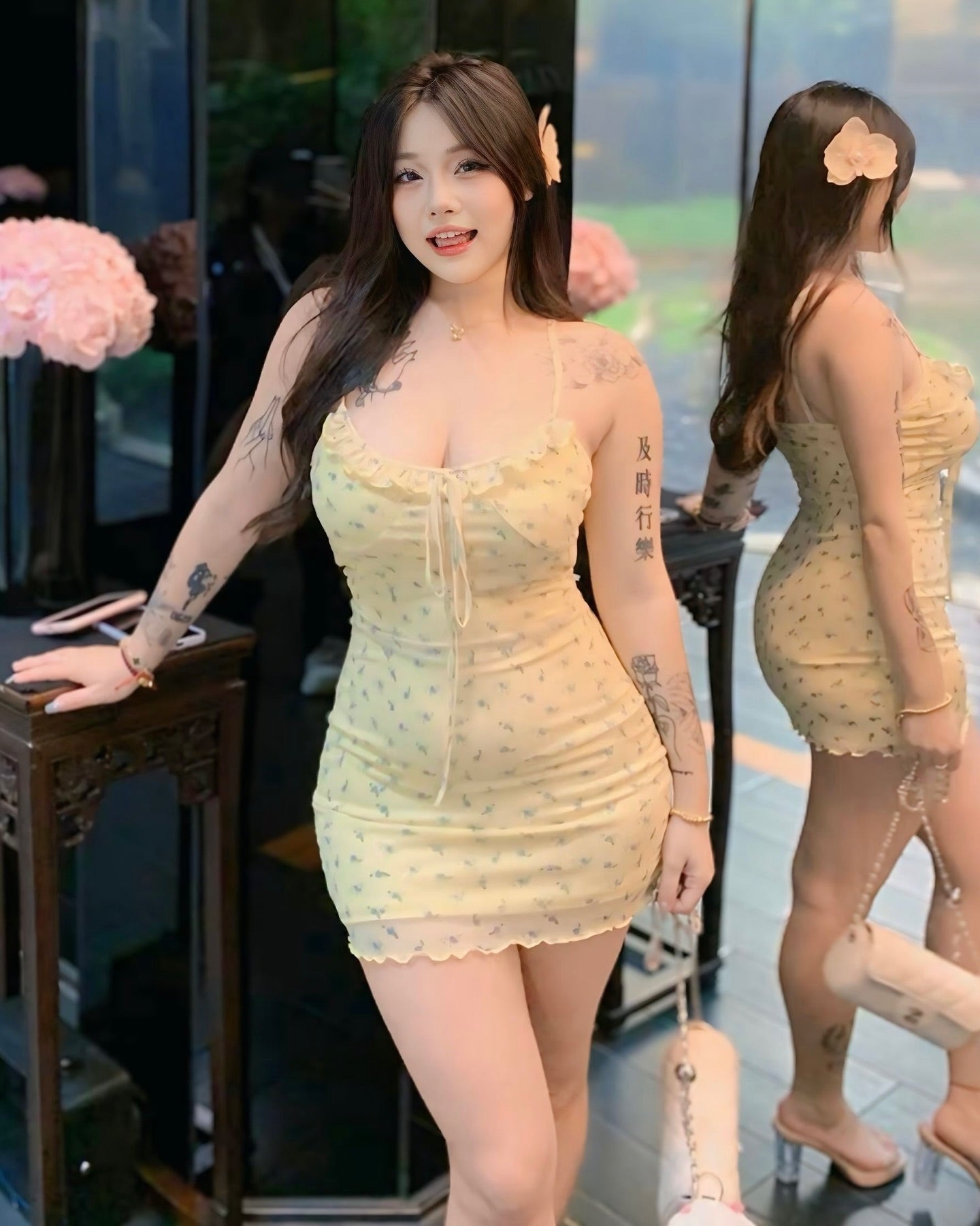 ชุดมินิเดรสสายเดี่ยวลายดอกไม้แนวลูกคุณแสนซน-3