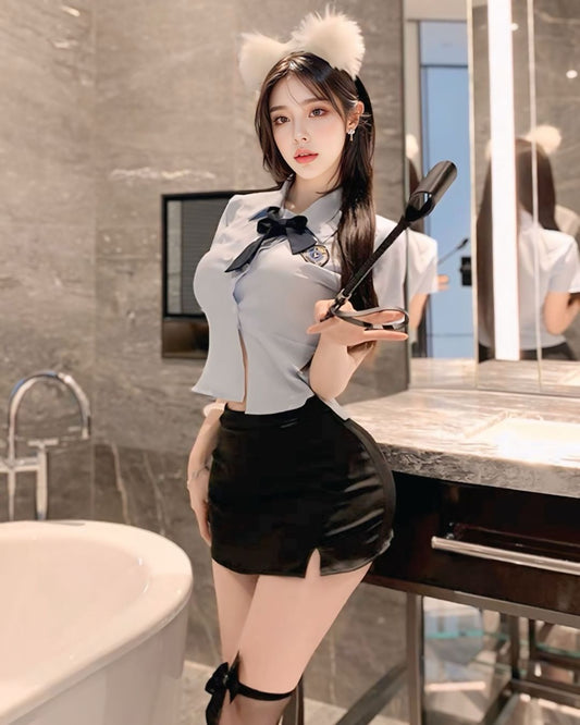 ชุดคอสเพลย์ตำรวจสาวกระโปรงทรงเอ พร้อมเนคไท-2