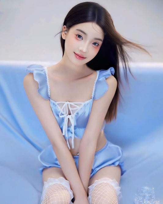 ชุดนอนเซ็ตเสื้อกางเกง สไตล์น่ารักฟีลเจ้าหญิง-1