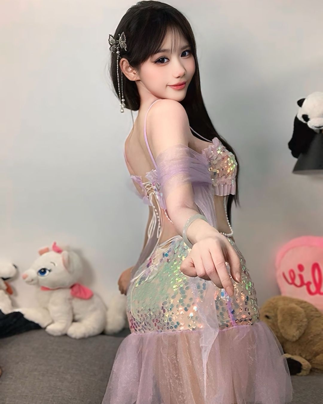ชุดคอสเพลย์เมอร์เมดดีไซน์สุดพิเศษ บราติดกลิตเตอร์ผ้าชีฟอง-3
